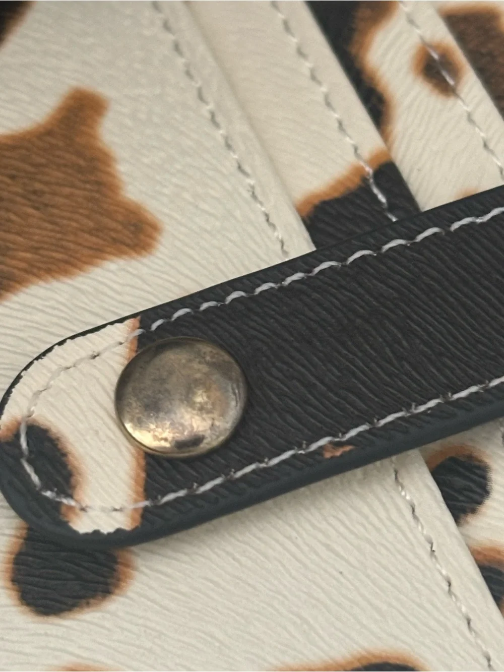 Faux Cowhide Print Wristlet Cardholder Keyring - Black, Brown & Cream